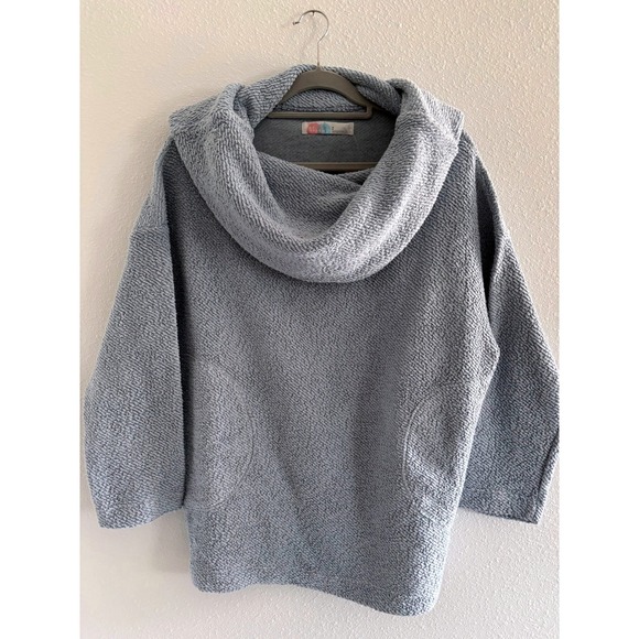 Free People Tops - Free People Beach Sweater Womens Small Icy Blue Chunky Cowl‎ Neck Coastal NWT